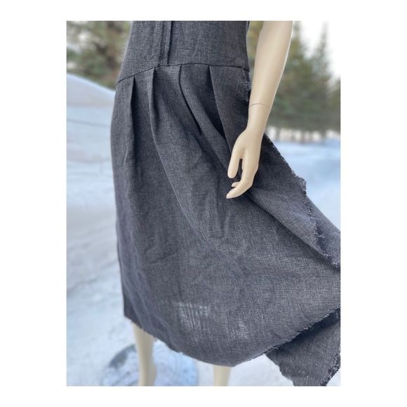 Hansen & Gretel Midi Dress Asymetric Sleeveless Raw Trim Grey Sz 1 - Picture 6 of 16